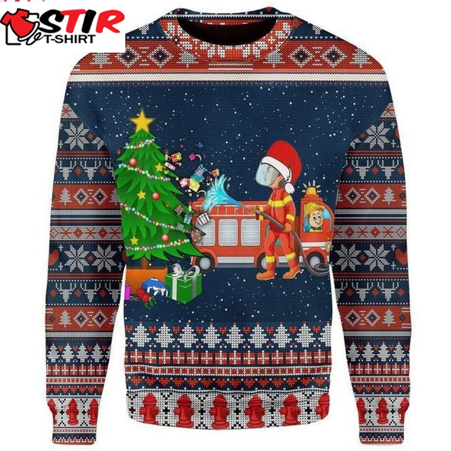 Firefighter Presents Ugly Christmas Sweater