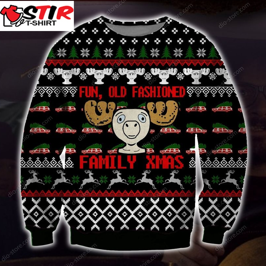 Fun Old Fashioned Family Xmas Knitting Pattern 3D Print Ugly Christmas Sweater Hoodie All Over Printed Cint10618, All Over Print, 3D Tshirt, Hoodie