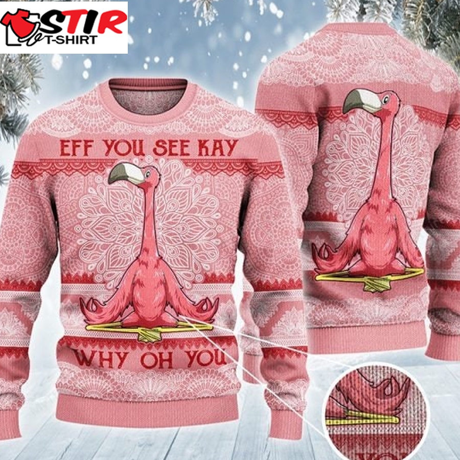 Funny Flamingo Ugly Christmas Wool Knitted Sweater