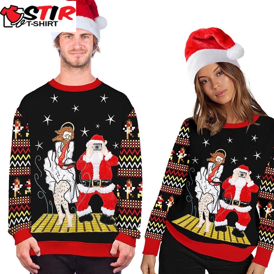 Funny Santa And Jesus Ugly Christmas Sweater