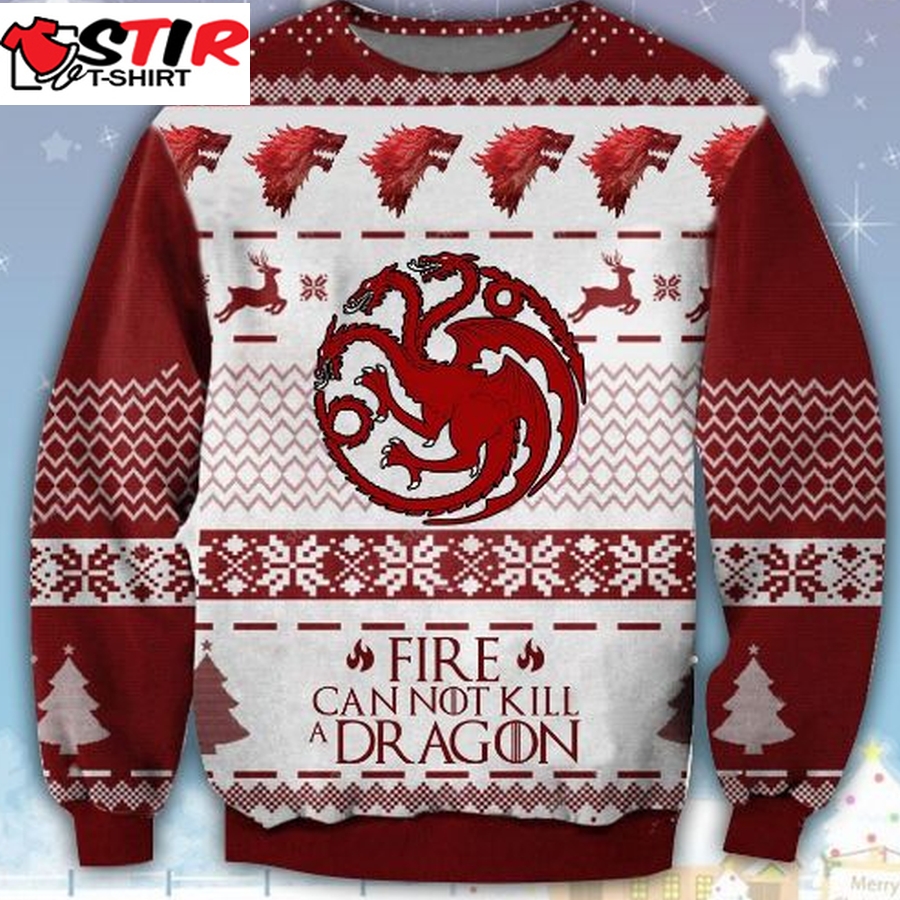 Game Of Thrones Fire Cannot Kill A Dragon Ugly Christmas Wool Knitted Got Sweater