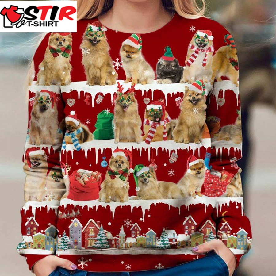 German Spitz   Snow Christmas   Premium Dog Christmas Ugly Sweatshirt, Dog Ugly Sweater