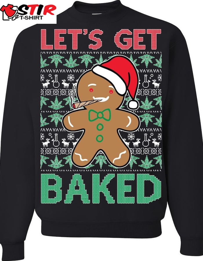Gingerbread Man Let's Get Baked Ugly Sweatshirt, Christmas Ugly Sweater   41