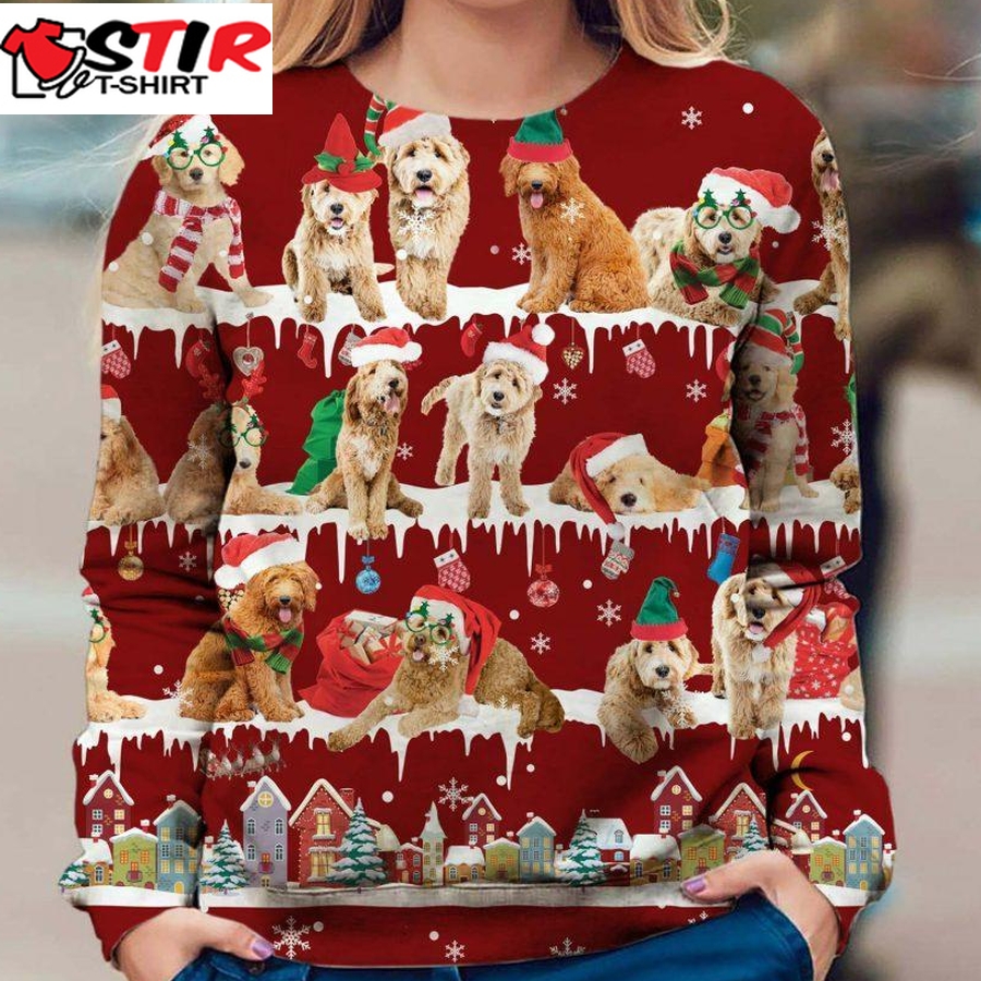 Goldendoodle   Snow Christmas   Premium Dog Christmas Ugly Sweatshirt, Dog Ugly Sweater   1029