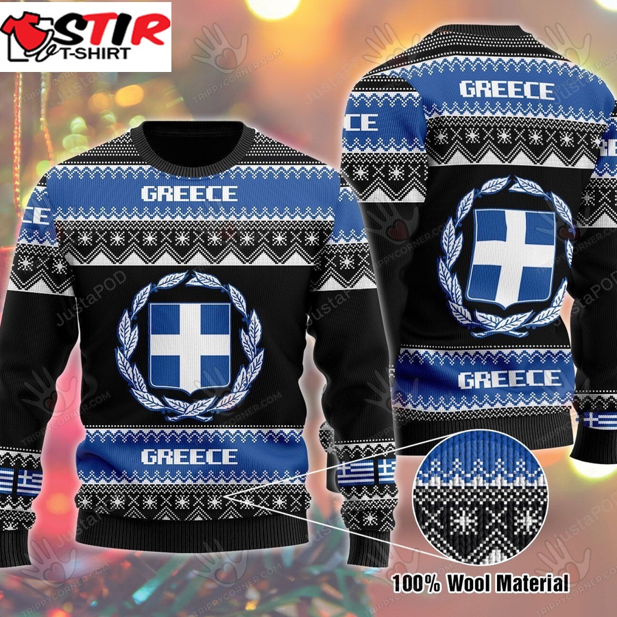Greece Flag Ugly Christmas Sweater, All Over Print Sweatshirt, Ugly Ugly Sweater Christmas Gift   698