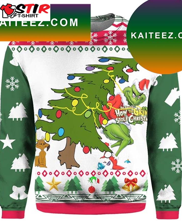 Grinch Pull Tree   Christmas Ugly Sweater