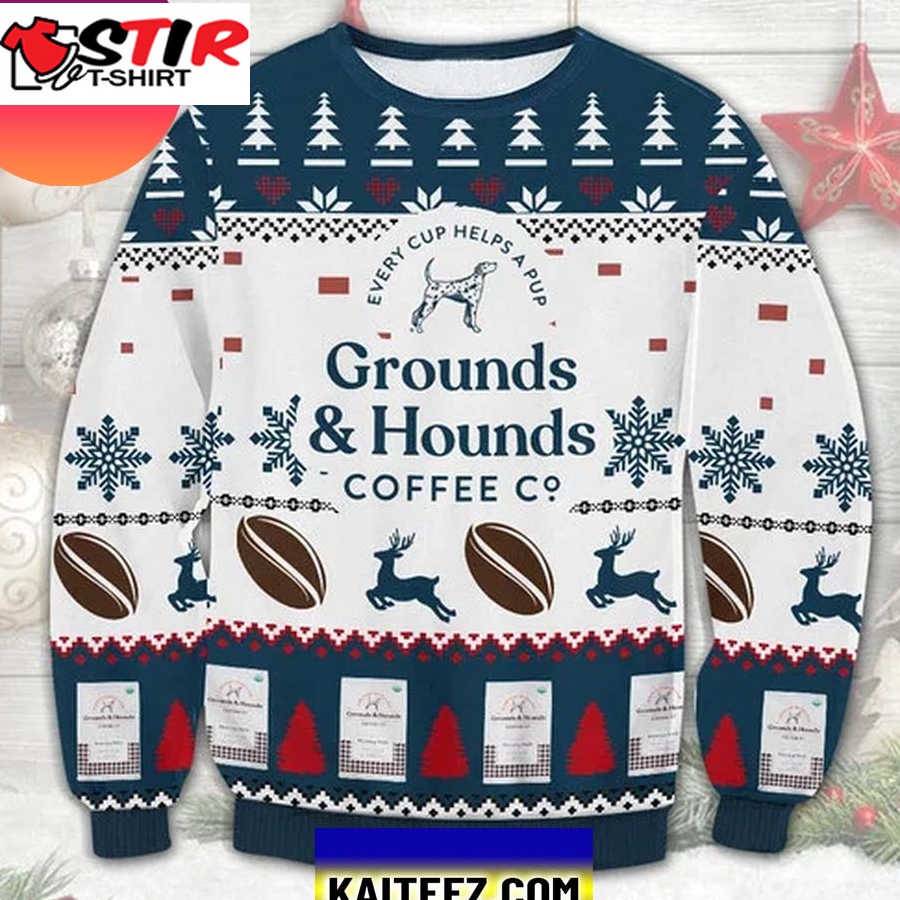 Grounds &038;Amp Hounds Coffee 3D Christmas Ugly Sweater