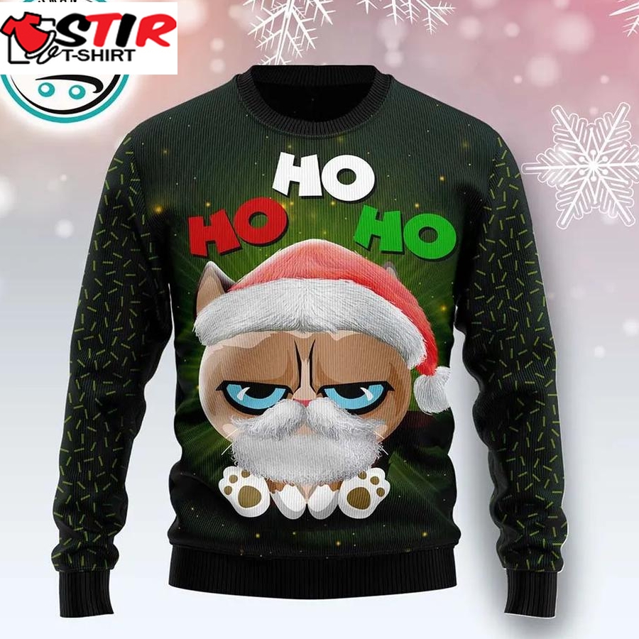 Grumpy Cat Hohoho Ugly Christmas Sweater, Xmas Gifts For Men Women