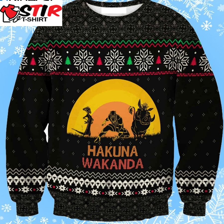 Hakuna Wakanda Ugly Christmas Sweater Lion King Winter