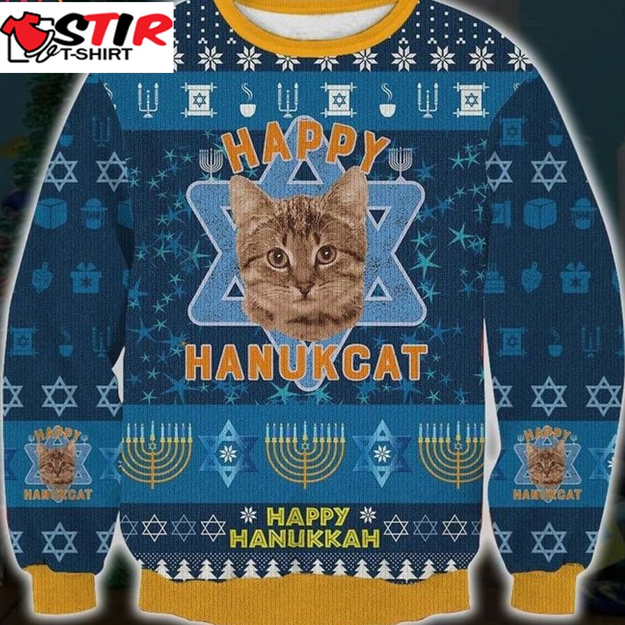 Happy Hanukcat Ugly Christmas Sweater