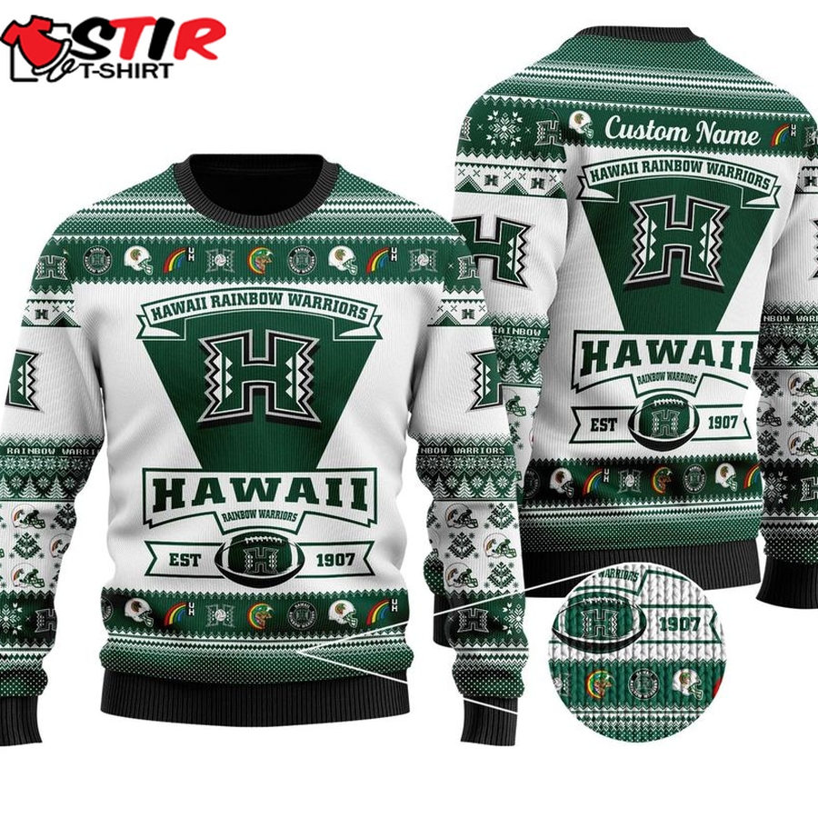 Hawaii Rainbow Warriors Football Team Logo Personalized Ugly Christmas Sweater