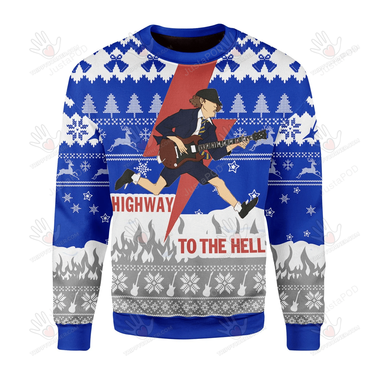 Highway To The Hell Ugly Christmas Sweater, All Over Print Ugly Sweater Christmas Gift   878