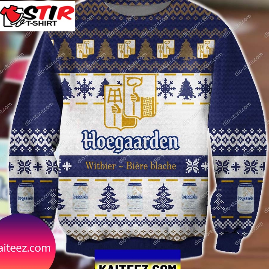 Hoegaarden White Knitting Pattern 3D Print Christmas Ugly Sweater