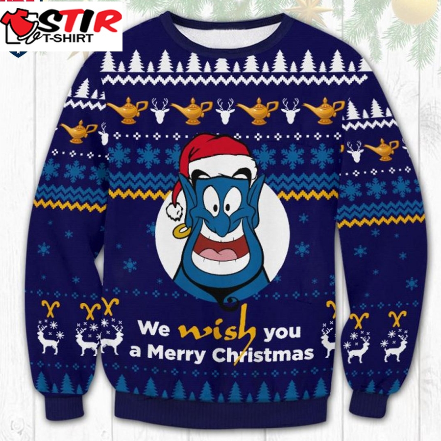 Hot Aladdin Genie We Wish You A Merry Christmas Ugly Christmas Sweater
