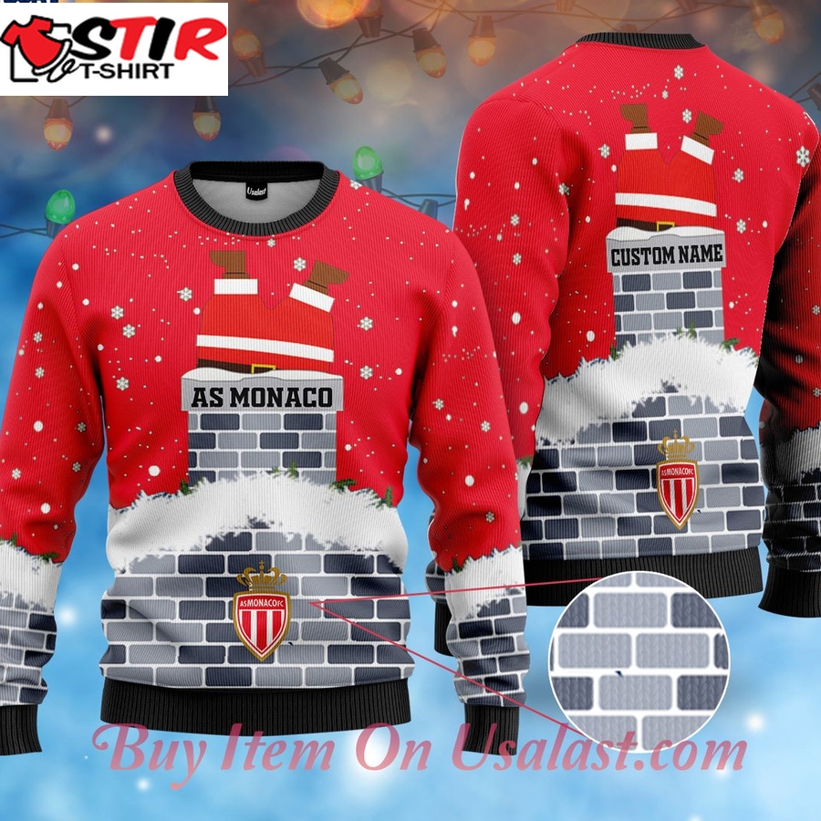 Hot As Monaco Fc Santa Claus Custom Name Ugly Christmas Sweater