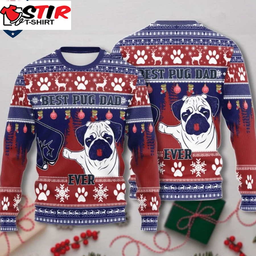 Hot Best Pug Dad Ever Ugly Christmas Sweater