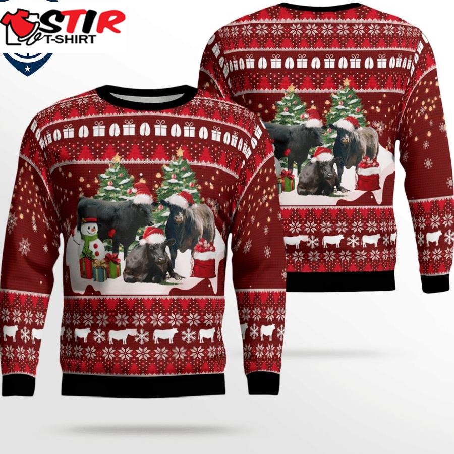 Hot Black Angus Cattle 3D Christmas Sweater