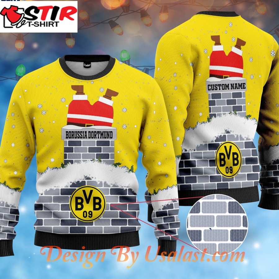 Hot Borussia Dortmund Custom Name Ugly Christmas Sweater
