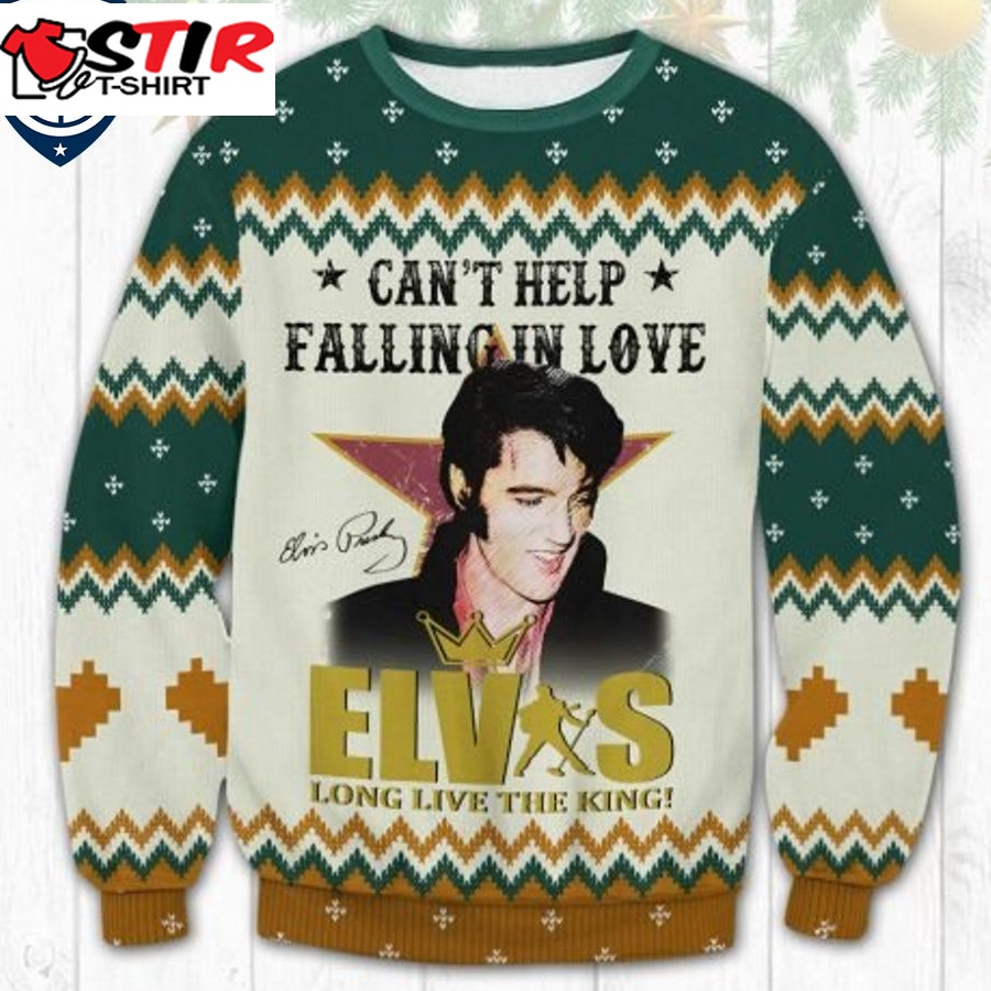 Hot Can't Help Falling In Love Elvis Long Live The King Ugly Christmas Sweater