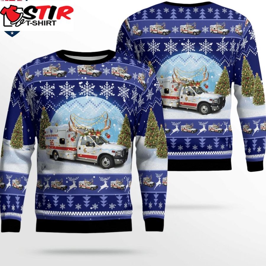Hot Chicago Fire Department Ambulance 85 3D Christmas Sweater