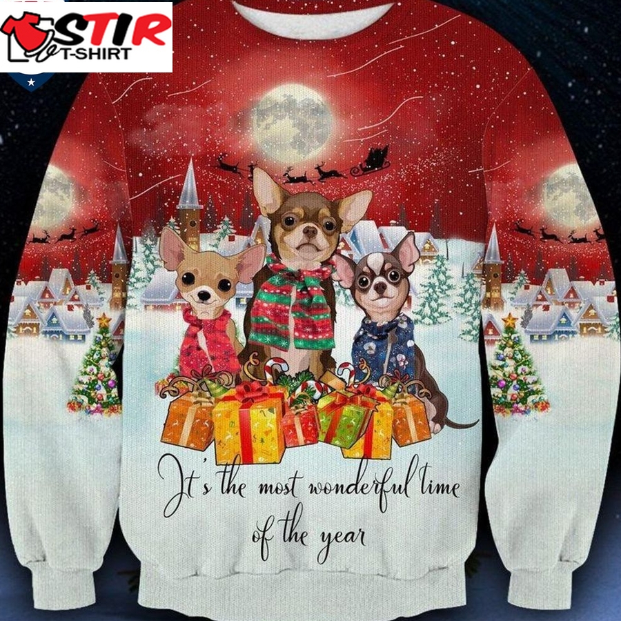 Hot Chihuahua It's The Most Wonderful Time Of The Year Ugly Christmas Sweater