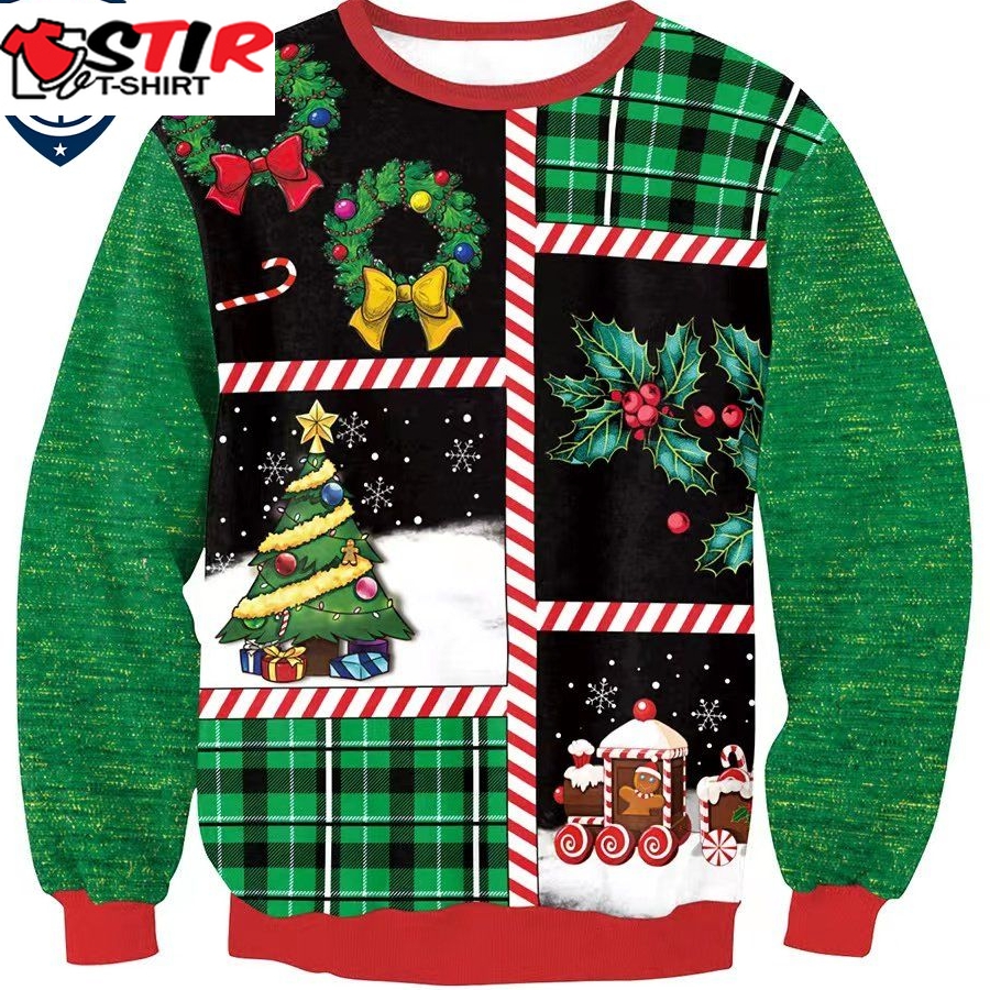 Hot Christmas Tree Gingerbread Train Ugly Christmas Sweater