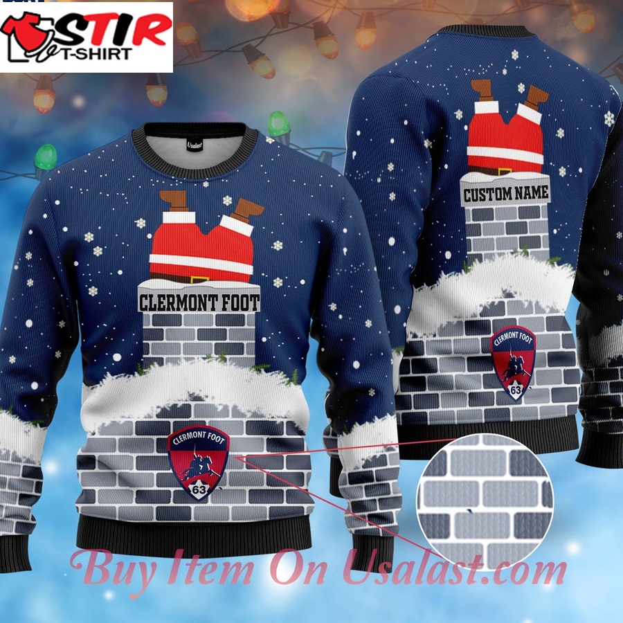 Hot Clermont Foot Santa Claus Custom Name Ugly Christmas Sweater