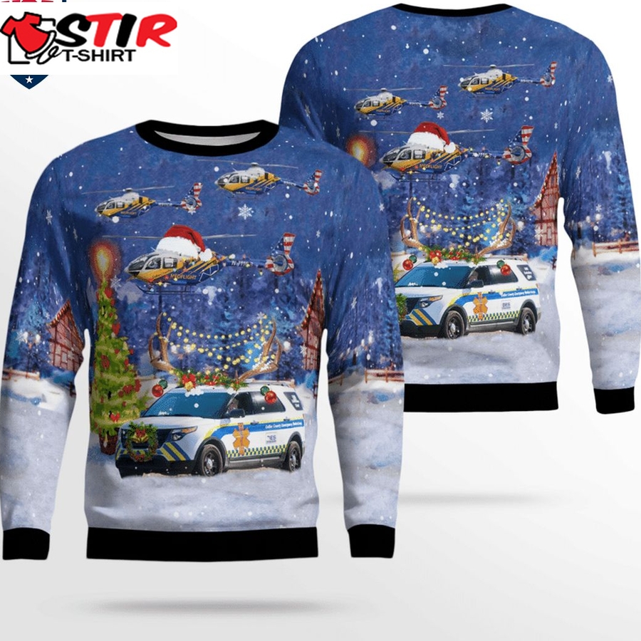 Hot Collier County Ems Ford Explorer And N911cb Airbus Helicopters H135 Ec135t3 C N 2105 3D Christmas Sweater