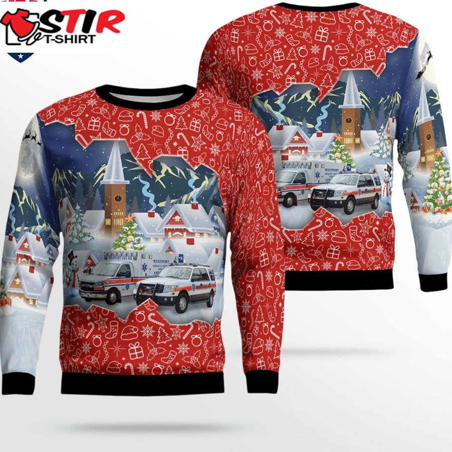 Hot Connecticut Westport Volunteer Ems 3D Christmas Sweater