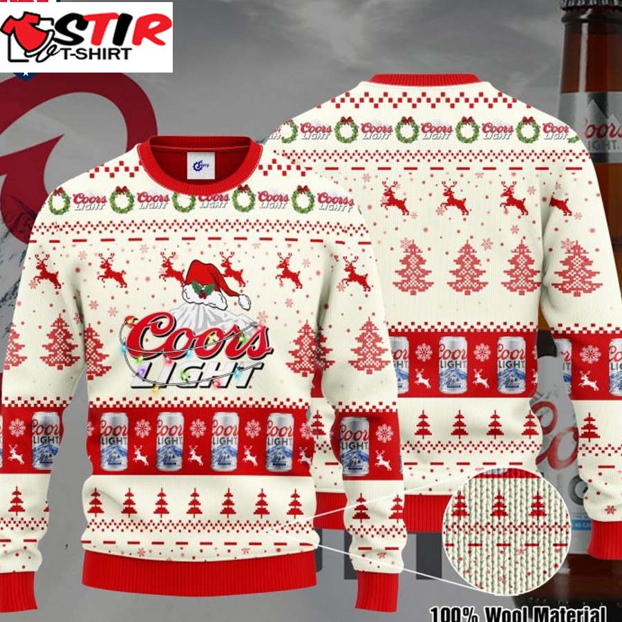 Hot Coors Light Santa Hat Ugly Christmas Sweater