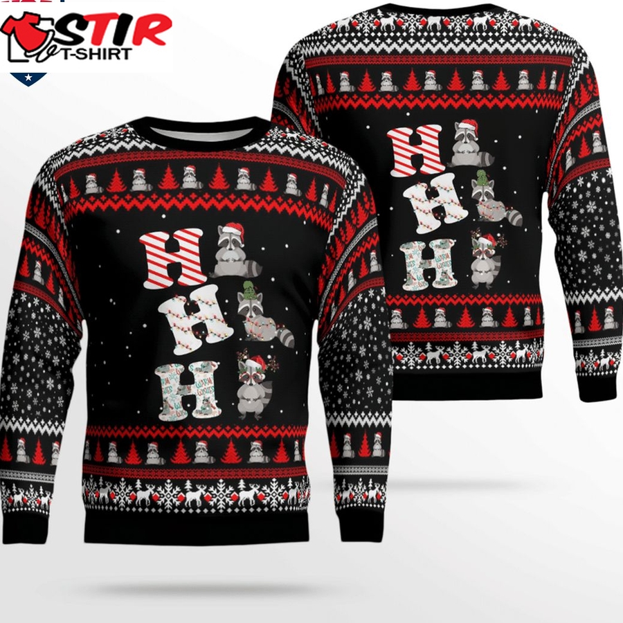 Hot Cute Raccoon Santa Ho Ho Ho 3D Christmas Sweater