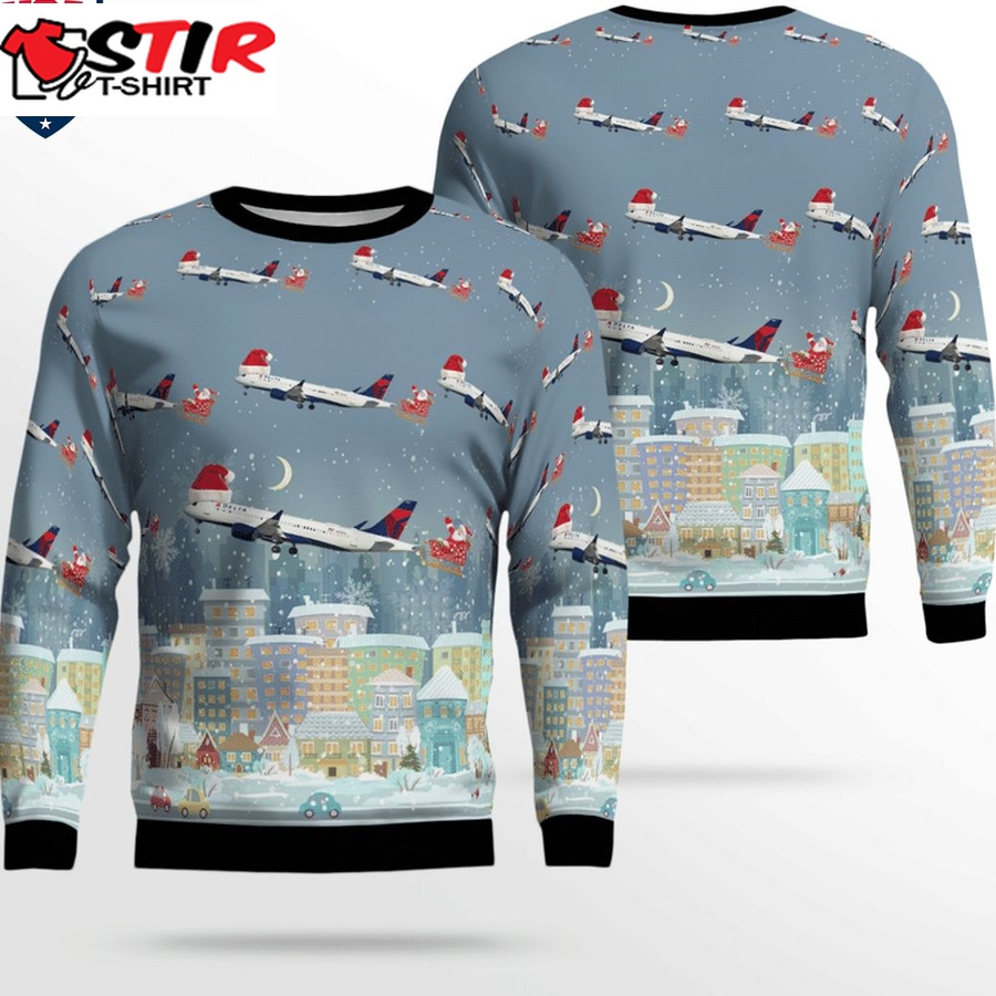 Hot Delta Air Lines Airbus A220 300 3D Christmas Sweater