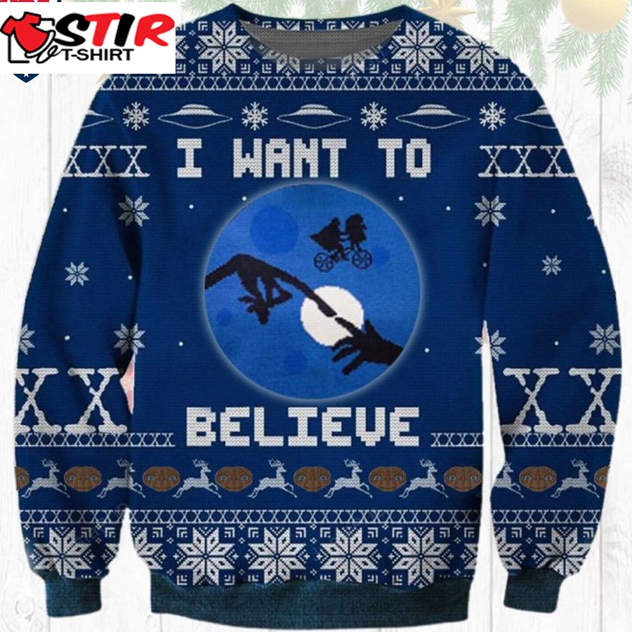 Hot Et The Extra Terrestrial I Want To Believe Ugly Christmas Sweater