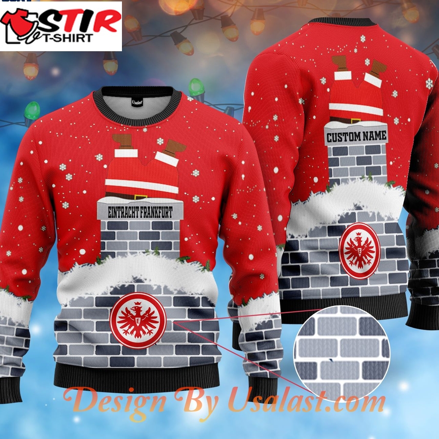 Hot Eintracht Frankfurt Custom Name Ugly Christmas Sweater   Red Version