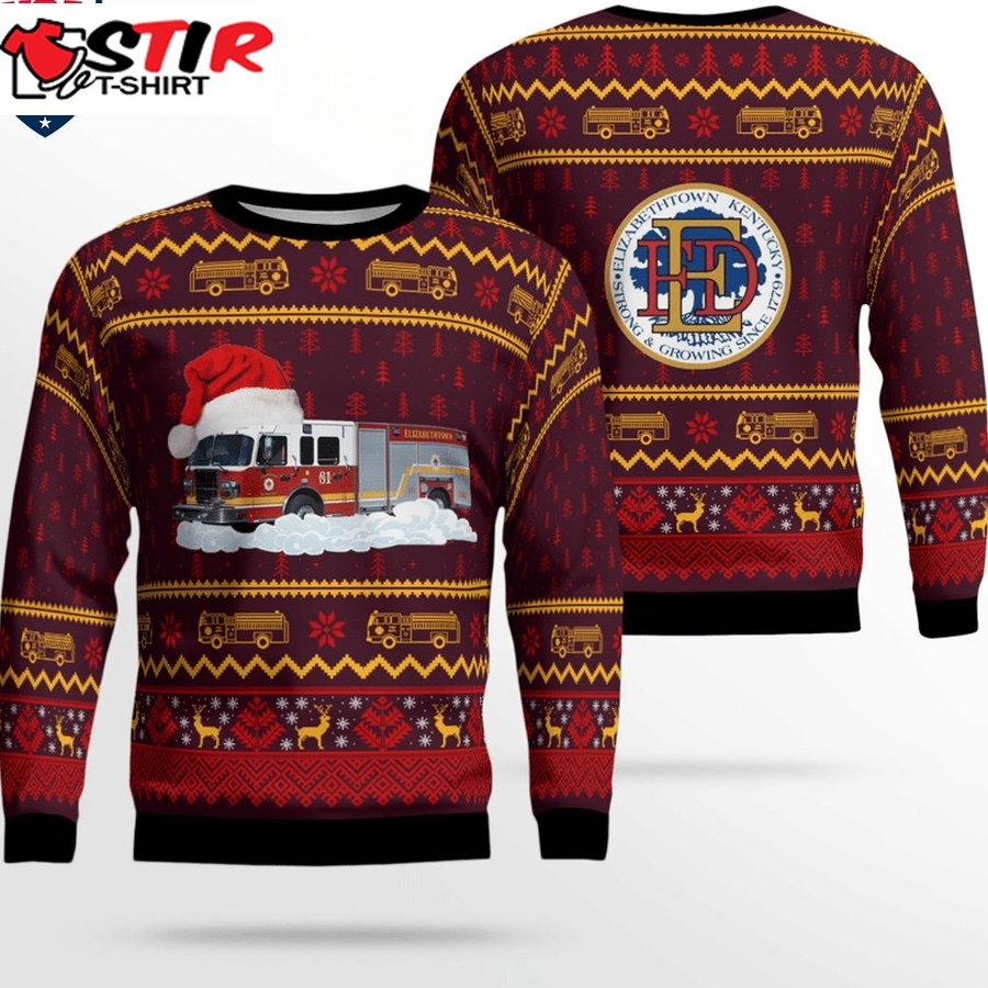 Hot Elizabethtown Fire Department Fire Truck 2081 3D Christmas Sweater