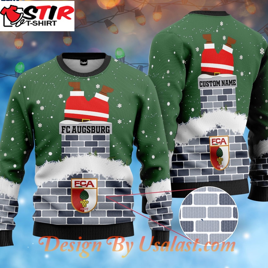Hot Fc Augsburg Custom Name Ugly Christmas Sweater   Green Version