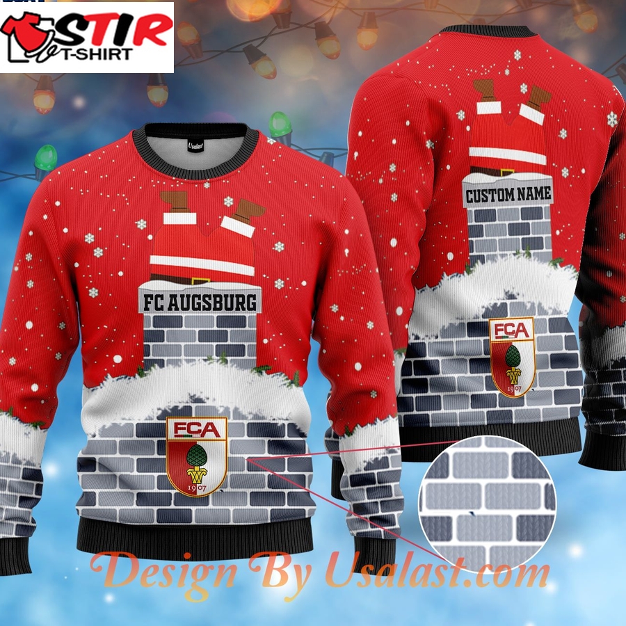 Hot Fc Augsburg Custom Name Ugly Christmas Sweater   Red Version