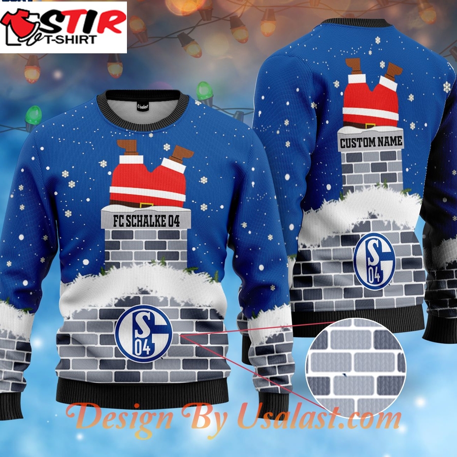 Hot Fc Schalke 04 Custom Name Ugly Christmas Sweater   Blue Version