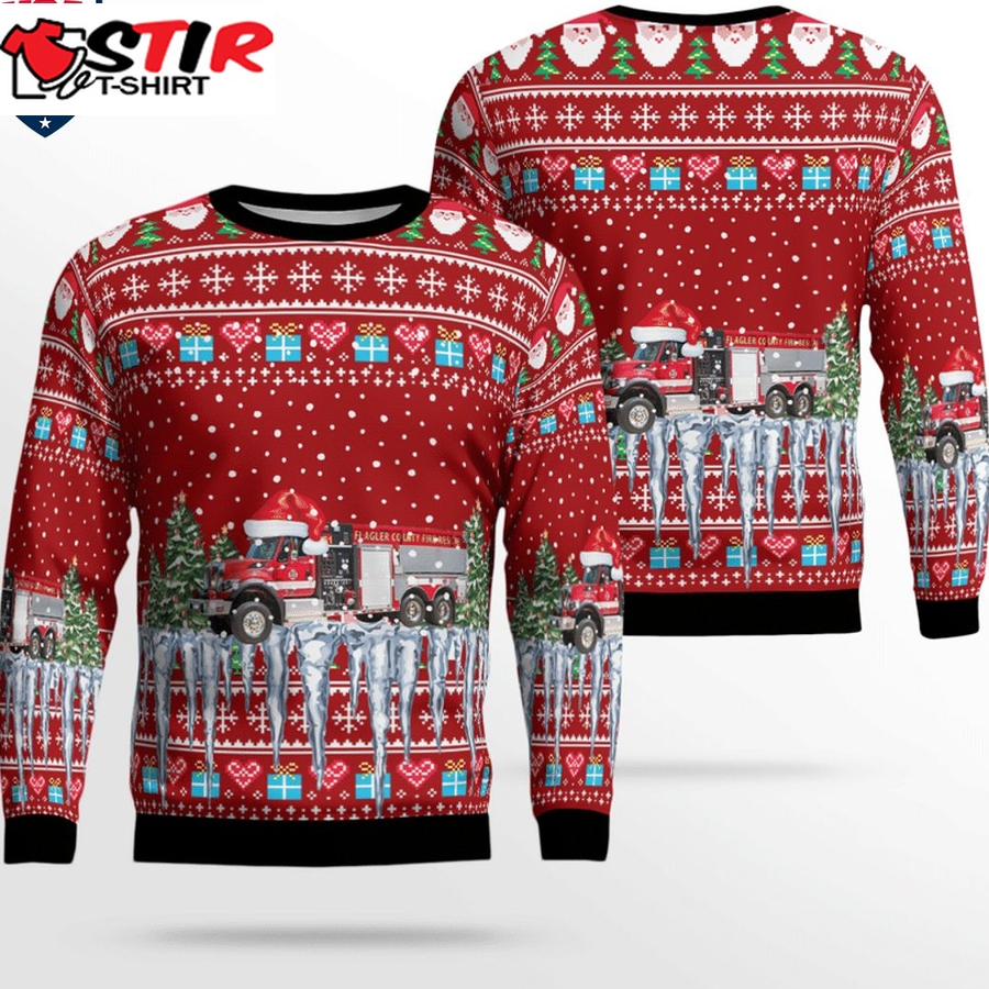Hot Florida Flagler County Fire Rescue 3D Christmas Sweater