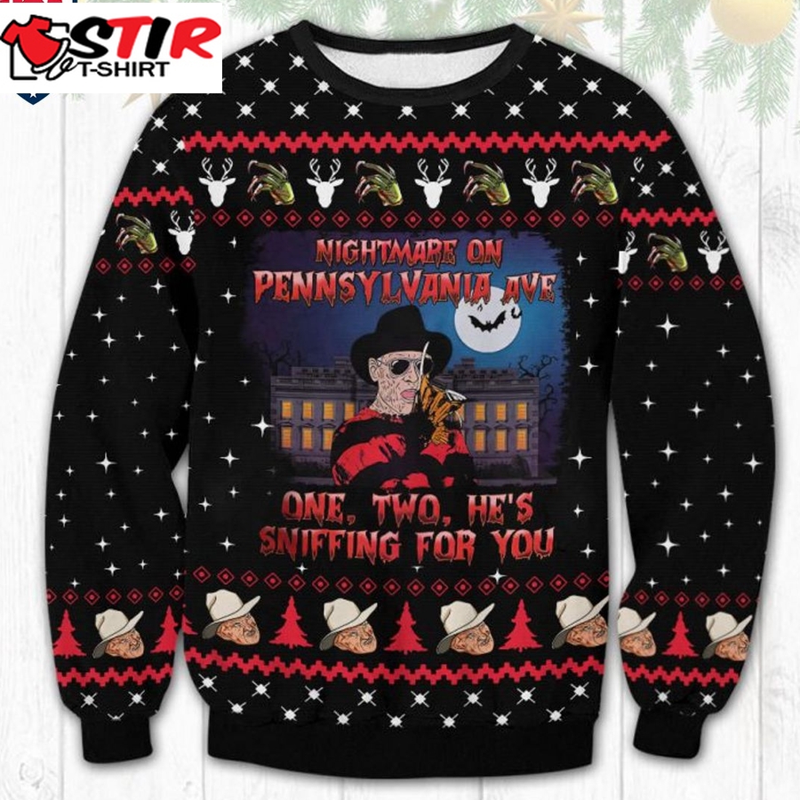 Hot Freddy Krueger Nightmare On Pennsylvania Ave Ugly Christmas Sweater