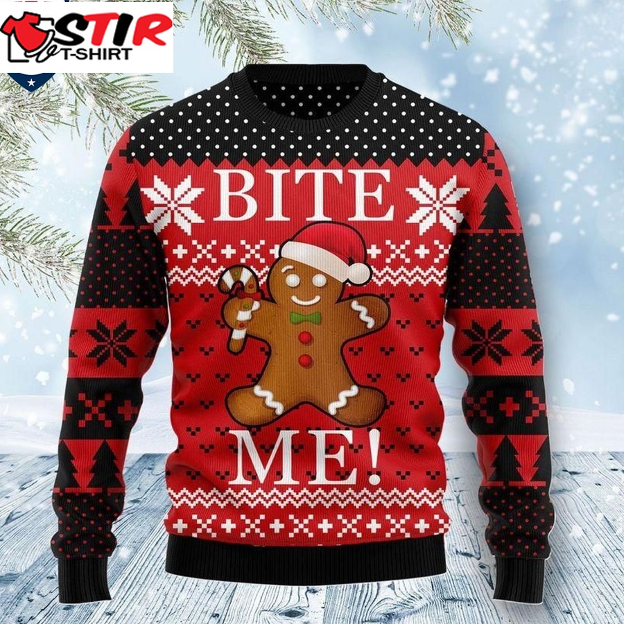 Hot Gingerbread Bite Me Ugly Christmas Sweater