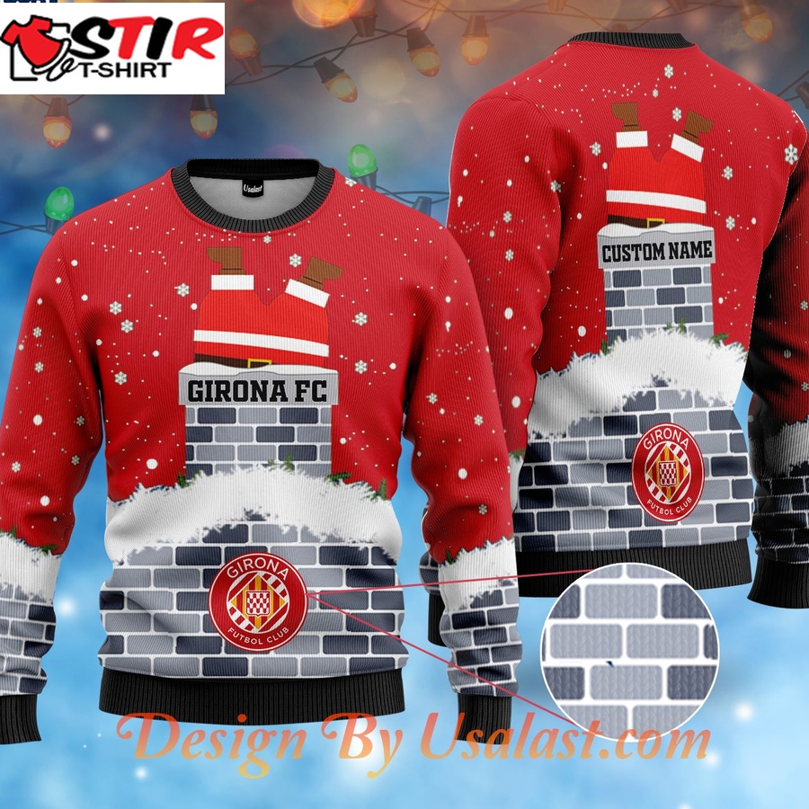Hot Girona Fc Santa Claus Custom Name Ugly Christmas Sweater