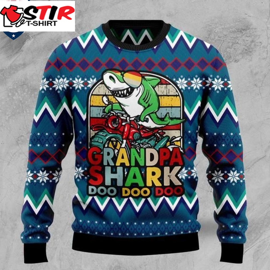 Hot Grandpa Shark Doo Doo Doo Ugly Christmas Sweater