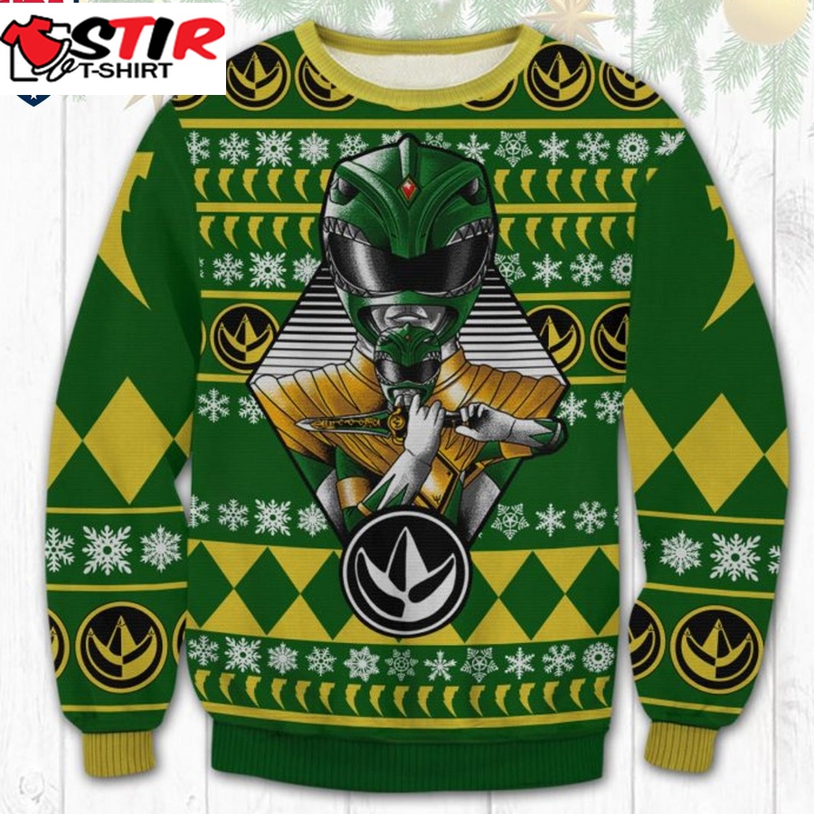 Hot Green Power Rangers Ugly Christmas Sweater