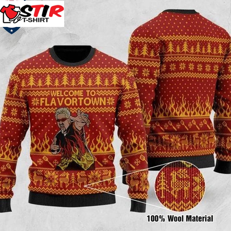 Hot Guy Fieri Welcome To Flavortown Ugly Christmas Sweater