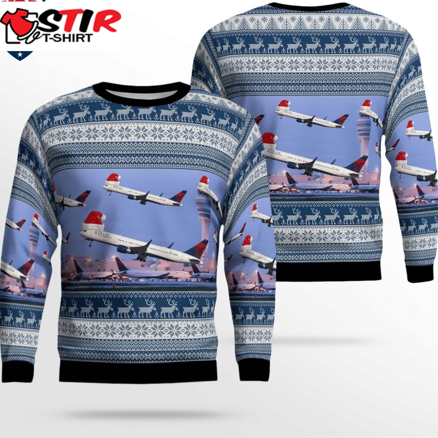 Hot Hartsfield Jackson Atlanta International Airport Delta Air Lines Boeing 757 232 3D Christmas Sweater