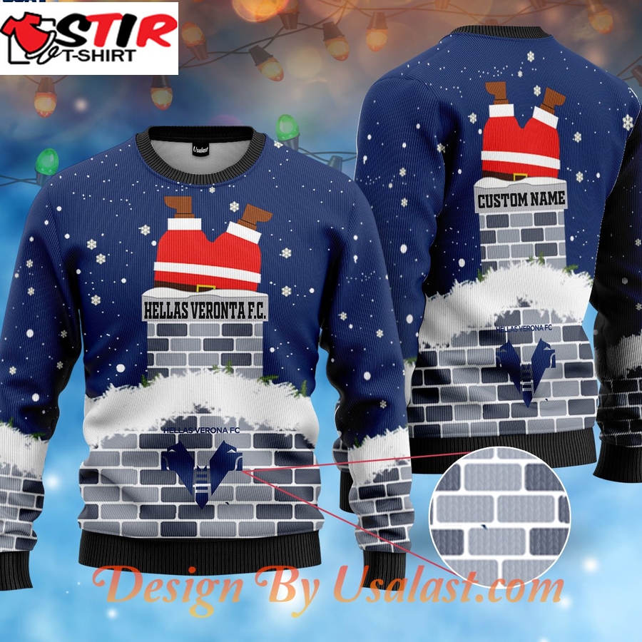 Hot Hellas Verona Fc Santa Claus Custom Name Ugly Christmas Sweater