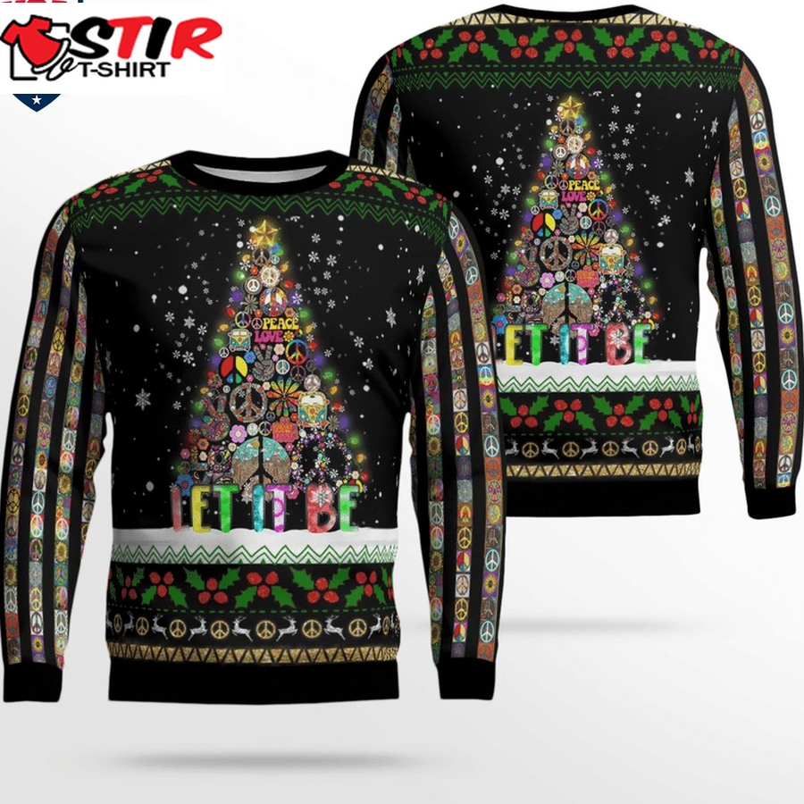 Hot Hippie Peace Love Let It Be 3D Christmas Sweater