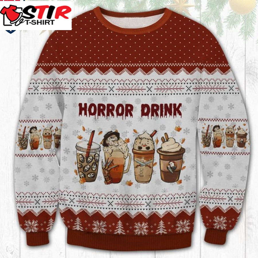 Hot Horror Drink Ugly Christmas Sweater