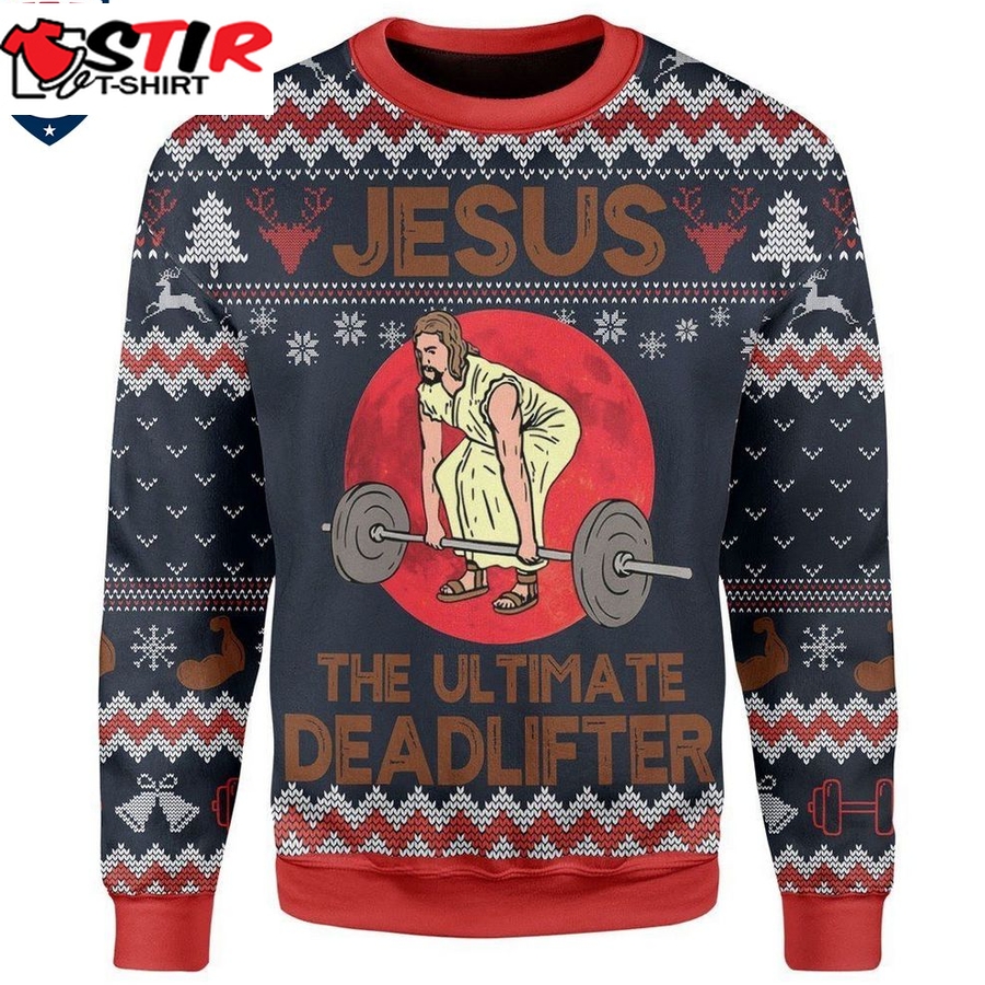 Hot Jesus The Ultimate Deadlifter Ugly Christmas Sweater